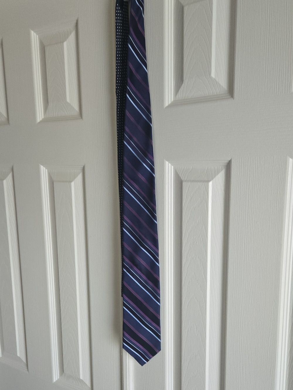 Tommy Hilfiger Purple and Navy Striped Silk Tie